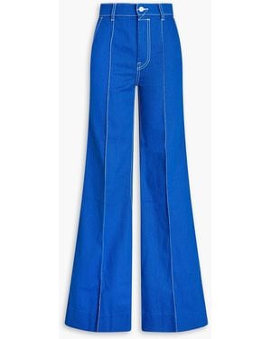 Zimmermann Embroidered High-rise Flared Jeans - Blue