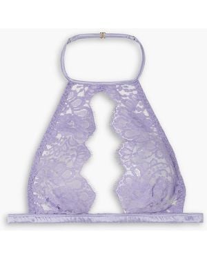 Coco De Mer Camellia neckholder-soft-bh aus leavers-spitze mit satinbesätzen - Lila
