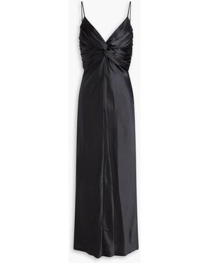 TOVE Sofia Twisted Silk-Satin Midi Dress - Black