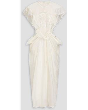 Zimmermann Embroidered Linen And Silk Blend-Gauze Midi Dress - White