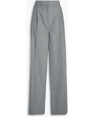 Erdem Pleated Wool-Blend Crepe Wide-Leg Trousers - Grey