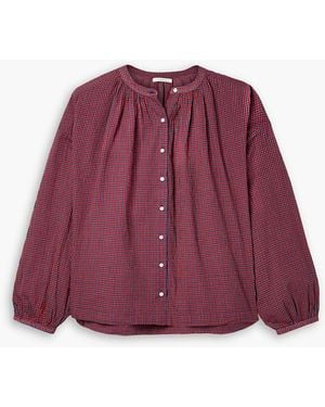 Doen Jane Checked Cotton-voile Blouse - Red