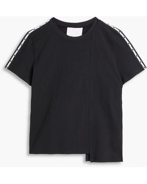 3.1 Phillip Lim Asymmetric Eyelet-Embellished Cotton-Jersey T-Shirt - Black