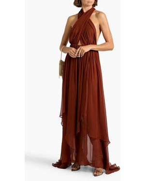white christmas dresses Daria Draped Chiffon Maxi Dress / Pastel Nectarine | Meshki