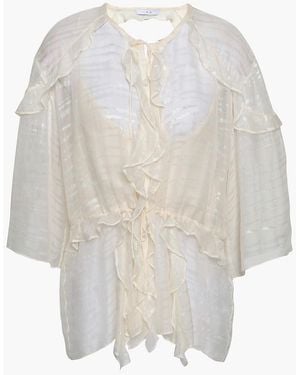 IRO Ruffle-Trimmed Jacquard Blouse - White