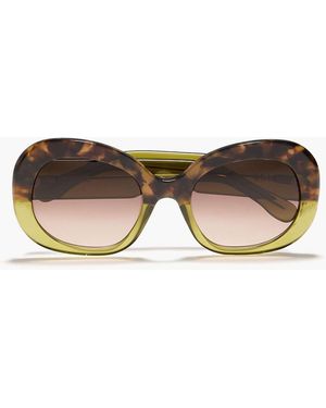 Ganni Round-Frame Tortoiseshell Acetate Sunglasses - Green