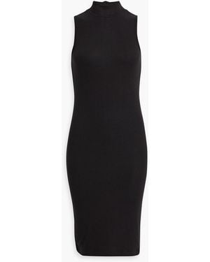 ATM Ribbed Stretch-modal Turtleneck Dress - Black
