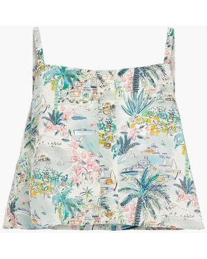 Onia Cropped Button-embellished Printed Cotton Top - Blue