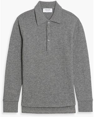 Thom Browne Waffle-Knit Cashmere Polo Sweater - Gray