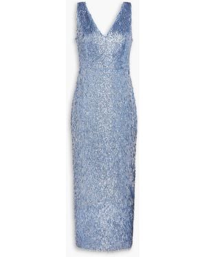 Erdem Sequined Tulle Maxi Dress - Blue