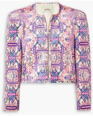 Isabel Marant Valian Cropped Printed Velvet Jacket - White