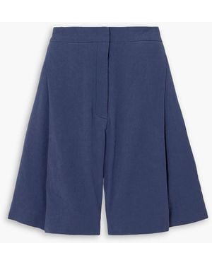 TOVE Bella Pleated Linen-Blend Shorts - Blue