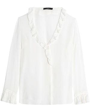 Etro Wrap-Effect Ruffled Silk-Chiffon Blouse - White