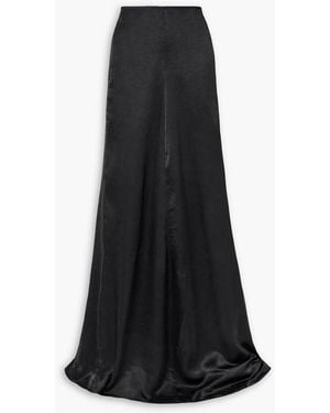Ludovic de Saint Sernin Leather-Trimmed Silk-Satin Maxi Skirt - Black