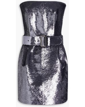 Rasario Strapless Sequined Tulle Mini Dress - Metallic