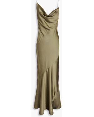 Philosophy Di Lorenzo Serafini Draped Satin-twill Maxi Slip Dress - Green
