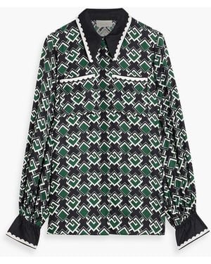 CAMILLA Printed Silk-Twill Shirt - Green