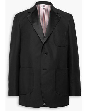 Thom Browne Oversized Satin-Trimmed Wool And Mohair-Blend Blazer - Black