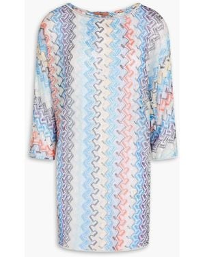 Missoni Metallic Crochet-Knit Top - Blue