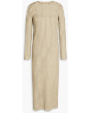 Vince Plissé-Gauze Midi Dress - Natural