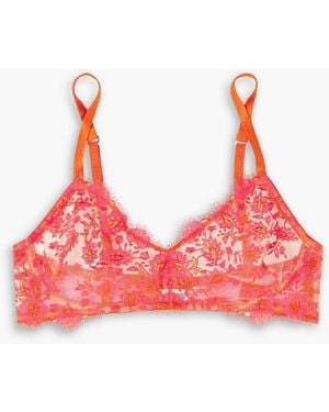 I.D Sarrieri Petite Fleur Stretch-lace Soft-cup Bra - Red