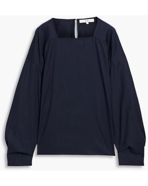 Tibi Draped Lyocell And Cotton-Blend Twill Top - Blue