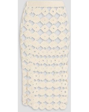 Wales Bonner Stanza Crocheted Cotton Midi Skirt - Natural