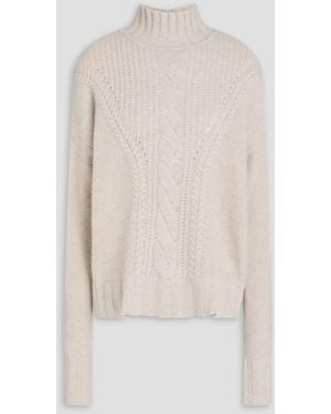 Autumn Cashmere Cable-Knit Cashmere Turtleneck Jumper - White