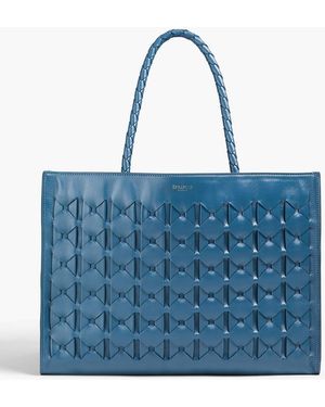 Serapian 1928 Soft Woven Leather Tote - Blue