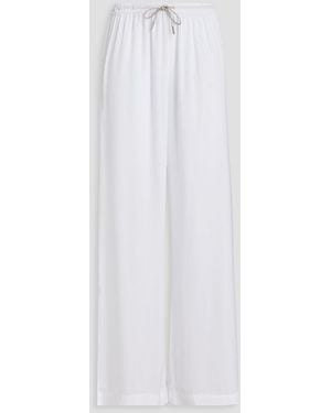 Solid & Striped The Dani Crystal-embellished Satin Wide-leg Trousers - White