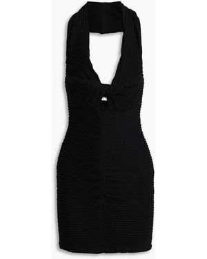 IRO Oxanne Twist-front Ribbed-knit Mini Halterneck Dress - Black