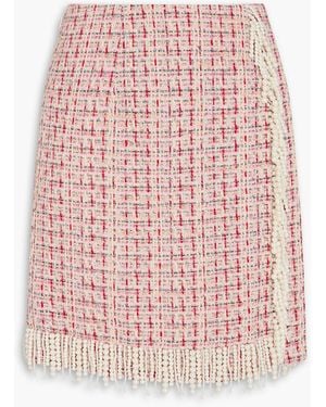 Huishan Zhang Aubrey Fringed Metallic Tweed Mini Skirt - Pink
