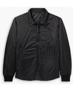 Tom Ford Padded Leather-Trimmed Satin Bomber Jacket - Black