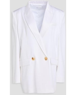 Galvan London Boyfriend Double-Breasted Satin-Crepe Blazer - White