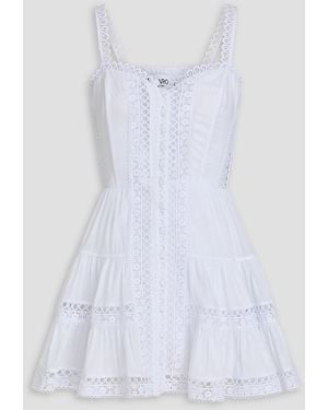 Charo Ruiz Lenora Tiered Cotton-Blend Mini Dress - White