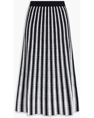 Diane von Furstenberg Soho Striped Stretch-Knit Midi Skirt - Black