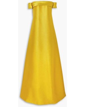 Reem Acra Off-the Shoulder Bow-detailed Mikado Gown - Yellow