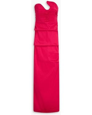 Rachel Gilbert Cheri Strapless Ruched Taffeta Gown - Pink