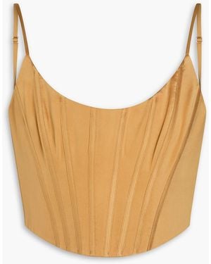 Zimmermann Cropped bustier-oberteil aus seidensatin - Weiß