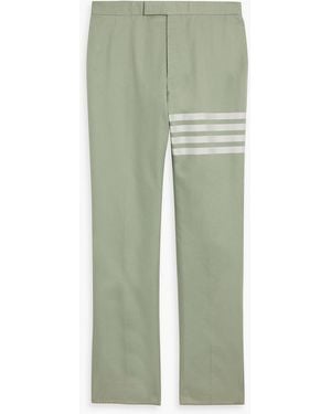 Thom Browne Striped Cotton-Twill Pants - Green