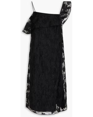 Stine Goya Ruffled Cloqué-Organza Midi Dress - Black