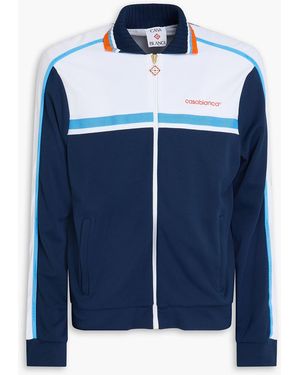 CASABLANCA Logo-Embroidered Striped Piqué Track Jacket - Blue