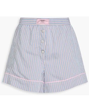 Ganni Striped Poplin Shorts - White