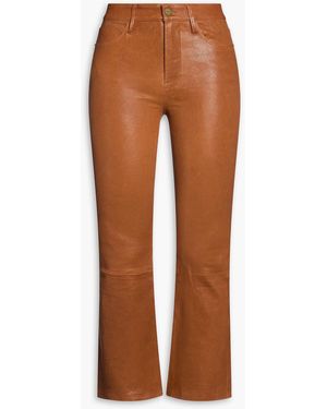 FRAME Le Crop Mini Boot Cropped Leather Bootcut Pants - Brown