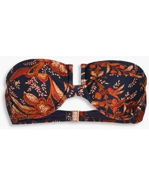 Zimmermann Floral-Print Underwired Bandeau Bikini - Blue