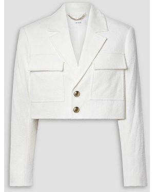 A.L.C. Banks Cropped Cotton-blend Bouclé Blazer - White