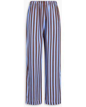Stine Goya Striped Satin Wide-leg Trousers - Blue