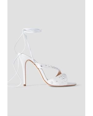 Alessandra Rich Crystal-Embellished Satin Sandals - White