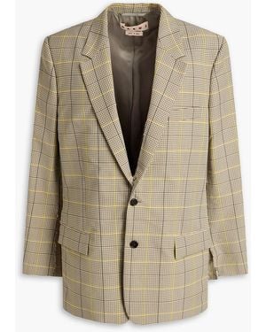 Marni Prince Of Wales Checked Wool-Blend Crepe Blazer - Natural