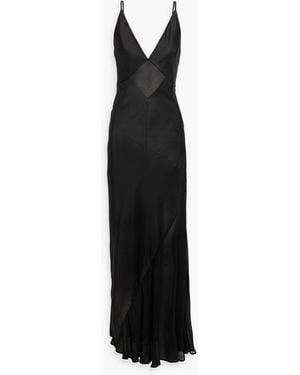 Rachel Gilbert Venus Chiffon-Paneled Satin-Crepe Gown - Black